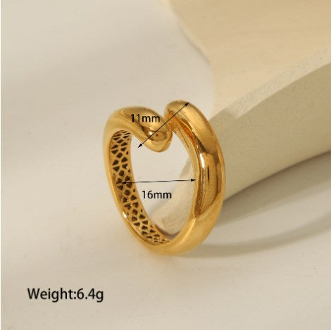 304 Stainless Steel 18K Gold Plated Vintage Style Simple Style Solid Color Rings Bracelets By Trendy Jewels