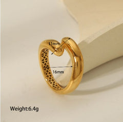 304 Stainless Steel 18K Gold Plated Vintage Style Simple Style Solid Color Rings Bracelets By Trendy Jewels