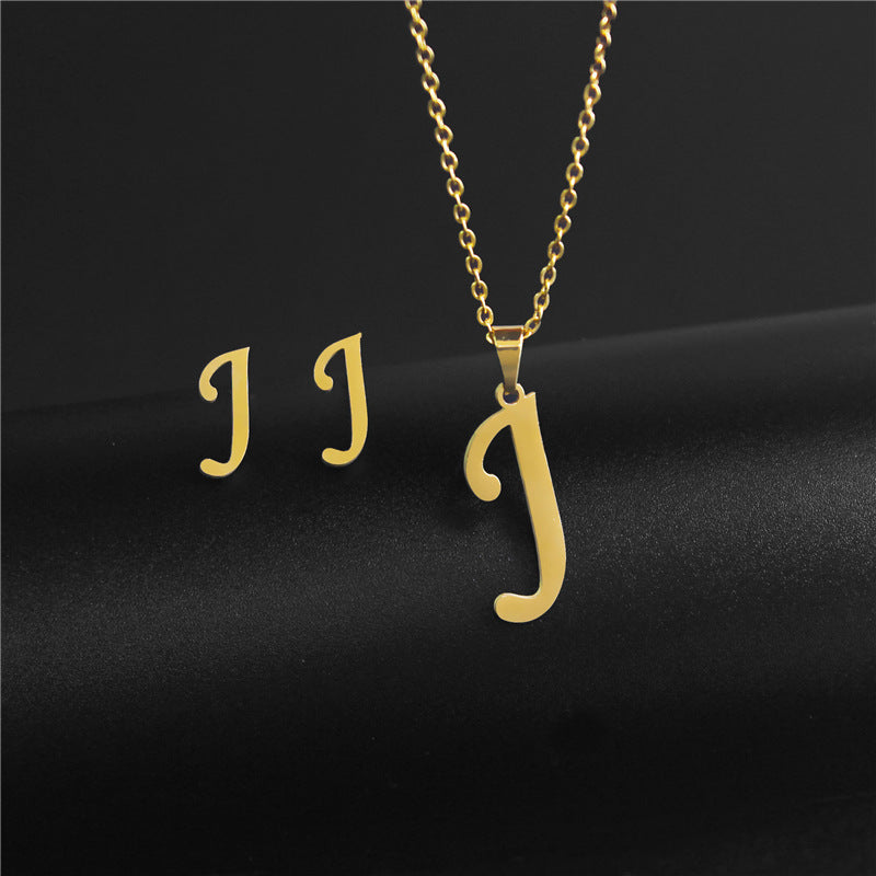 simple style letter stainless steel polishing no inlaid By Trendy Jewels