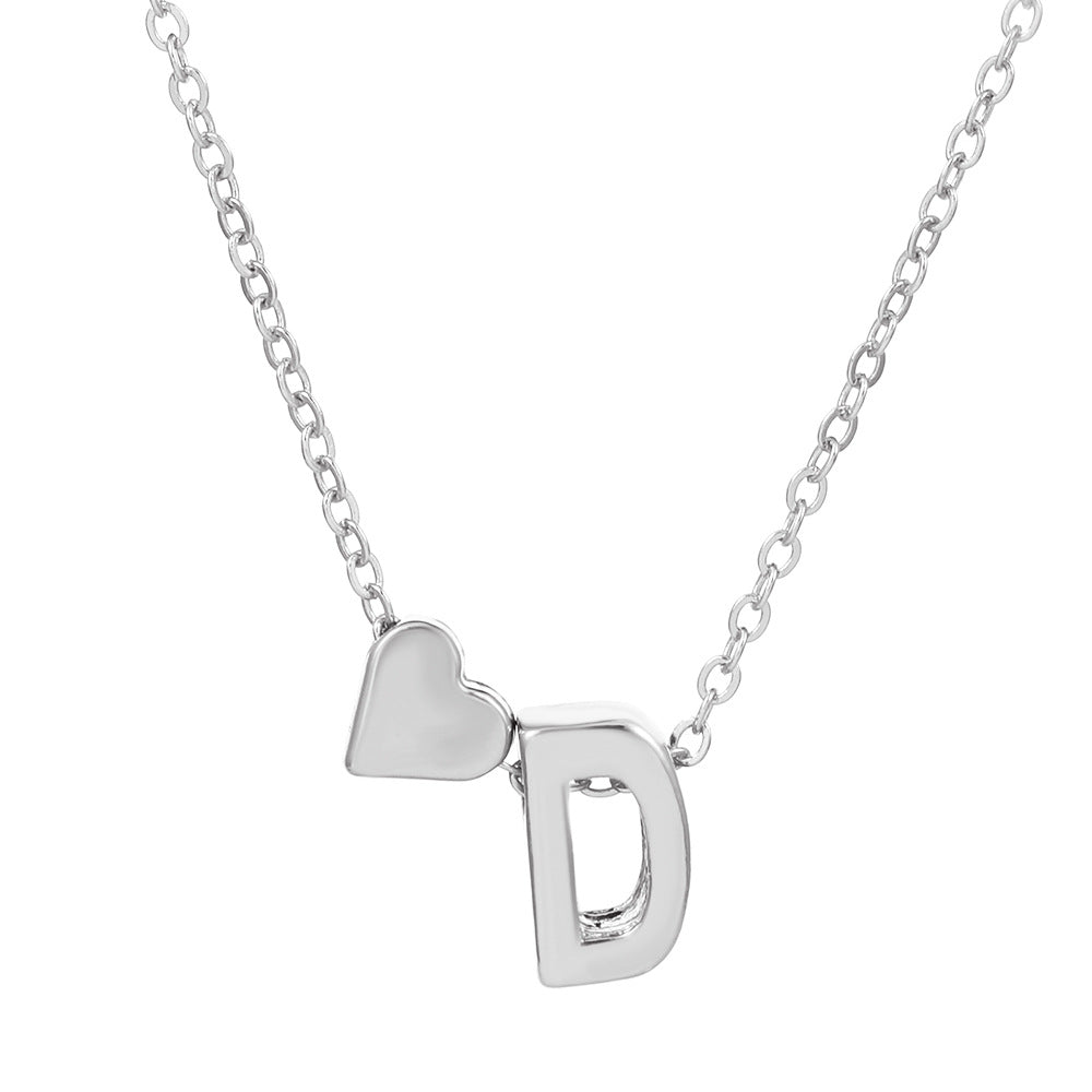 fashion love 26 english alphabet simple alloy necklace nhdp148728 By Trendy Jewels