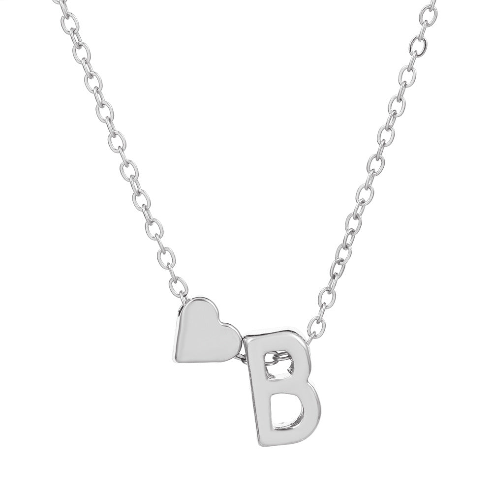 fashion love 26 english alphabet simple alloy necklace nhdp148728 By Trendy Jewels