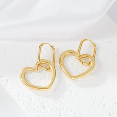 1 Pair Simple Style Artistic Heart Shape Stainless Steel Drop Earrings By Trendy Jewels