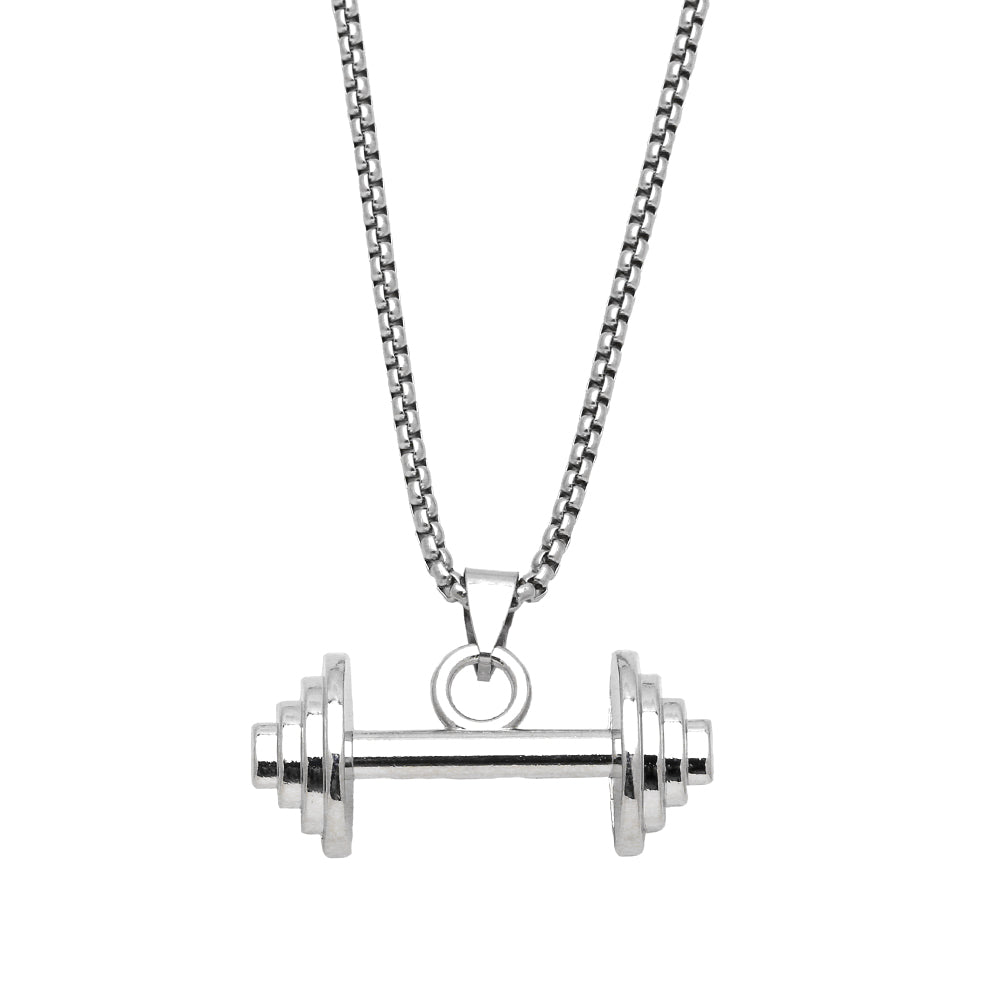 hip-hop punk dumbbell stainless steel alloy plating unisex pendant necklace long necklace By Trendy Jewels