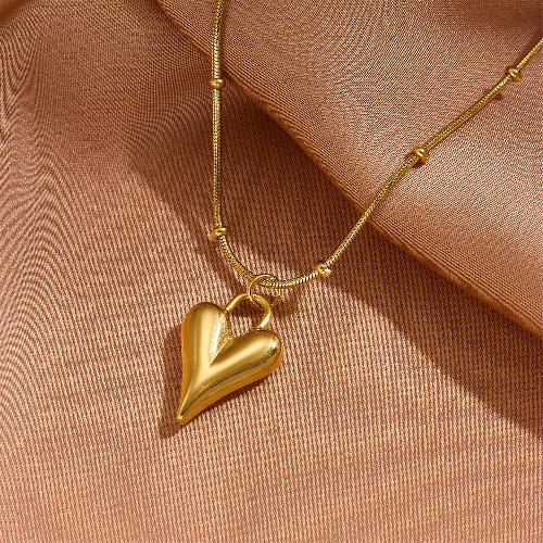 Titanium Steel 18K Gold Plated Classic Style Inlay Heart Shape Zircon Jewelry Set By Trendy Jewels