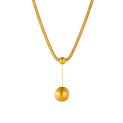 Titanium Steel 18K Gold Plated Vintage Style Simple Style Ball Pendant Necklace By Trendy Jewels