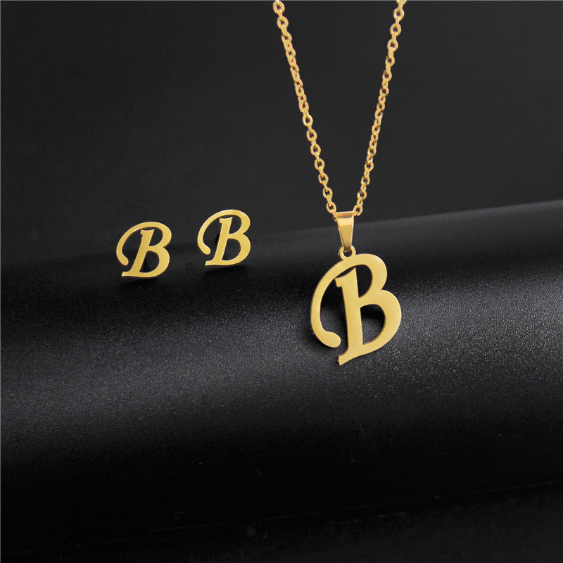 simple style letter stainless steel polishing no inlaid By Trendy Jewels