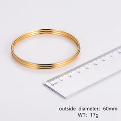 Elegant Simple Style Solid Color 304 Stainless Steel 18K Gold Plated Bangle In Bulk By Trendy Jewels