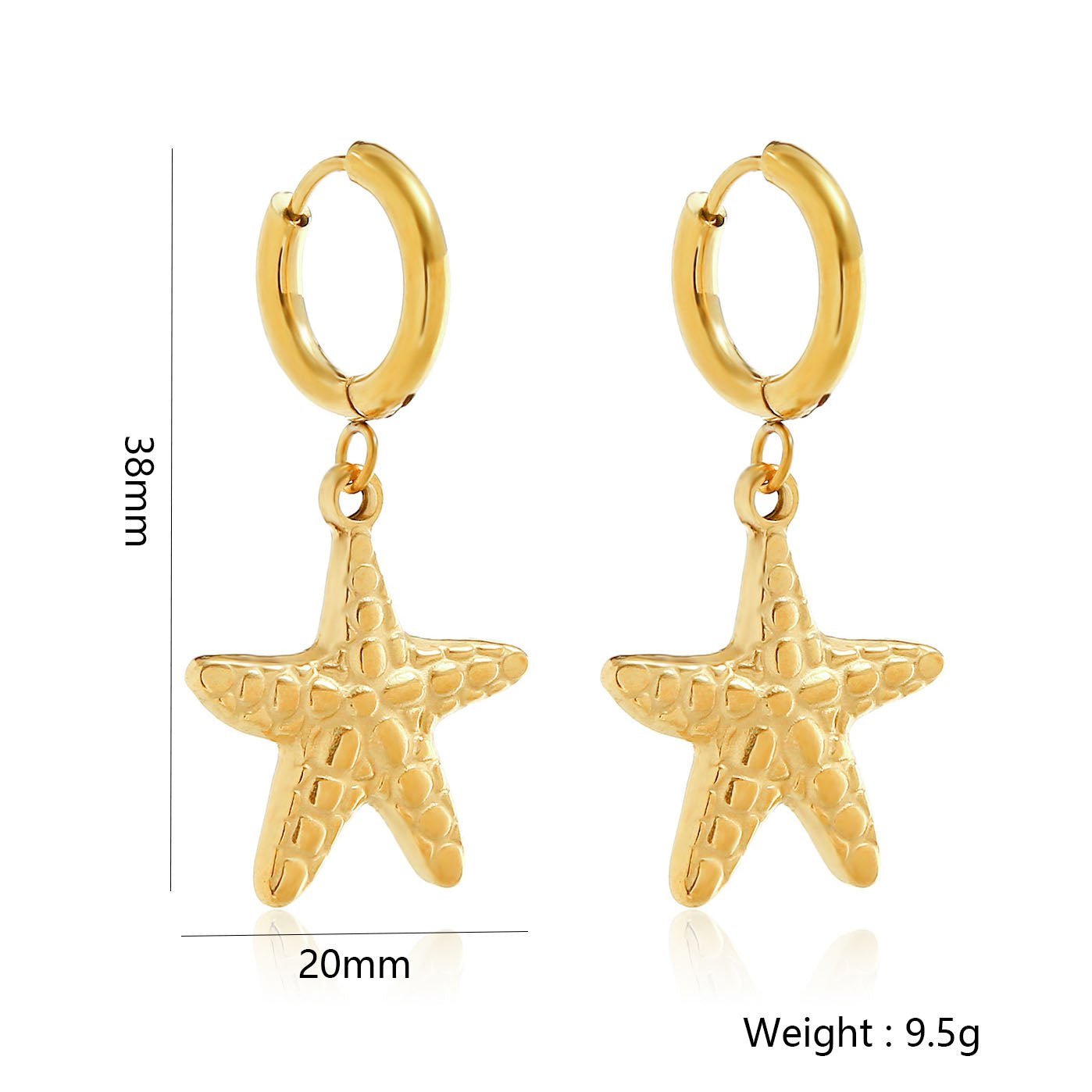 1 Pair Simple Style Classic Style Starfish 316 Stainless Steel Titanium Steel 18K Gold Plated Drop Earrings By Trendy Jewels