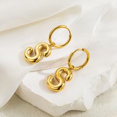 1 pair simple style letter plating stainless steel 18k gold plated ear clip By Trendy Jewels