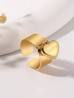 simple style letter heart shape stainless steel plating 18k gold plated charm rings By Trendy Jewels
