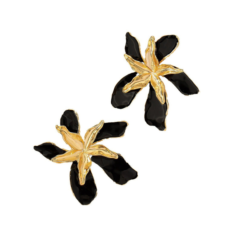 1 pair simple style classic style flower plating metal gold plated ear studs By Trendy Jewels