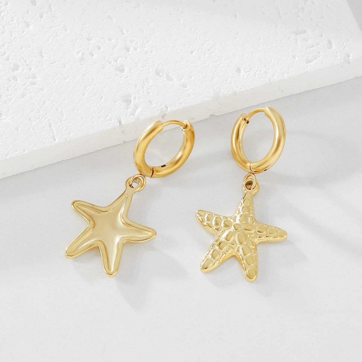 1 Pair Simple Style Classic Style Starfish 316 Stainless Steel Titanium Steel 18K Gold Plated Drop Earrings By Trendy Jewels