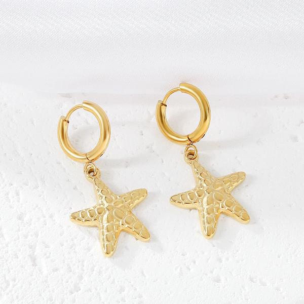 1 Pair Simple Style Classic Style Starfish 316 Stainless Steel Titanium Steel 18K Gold Plated Drop Earrings By Trendy Jewels