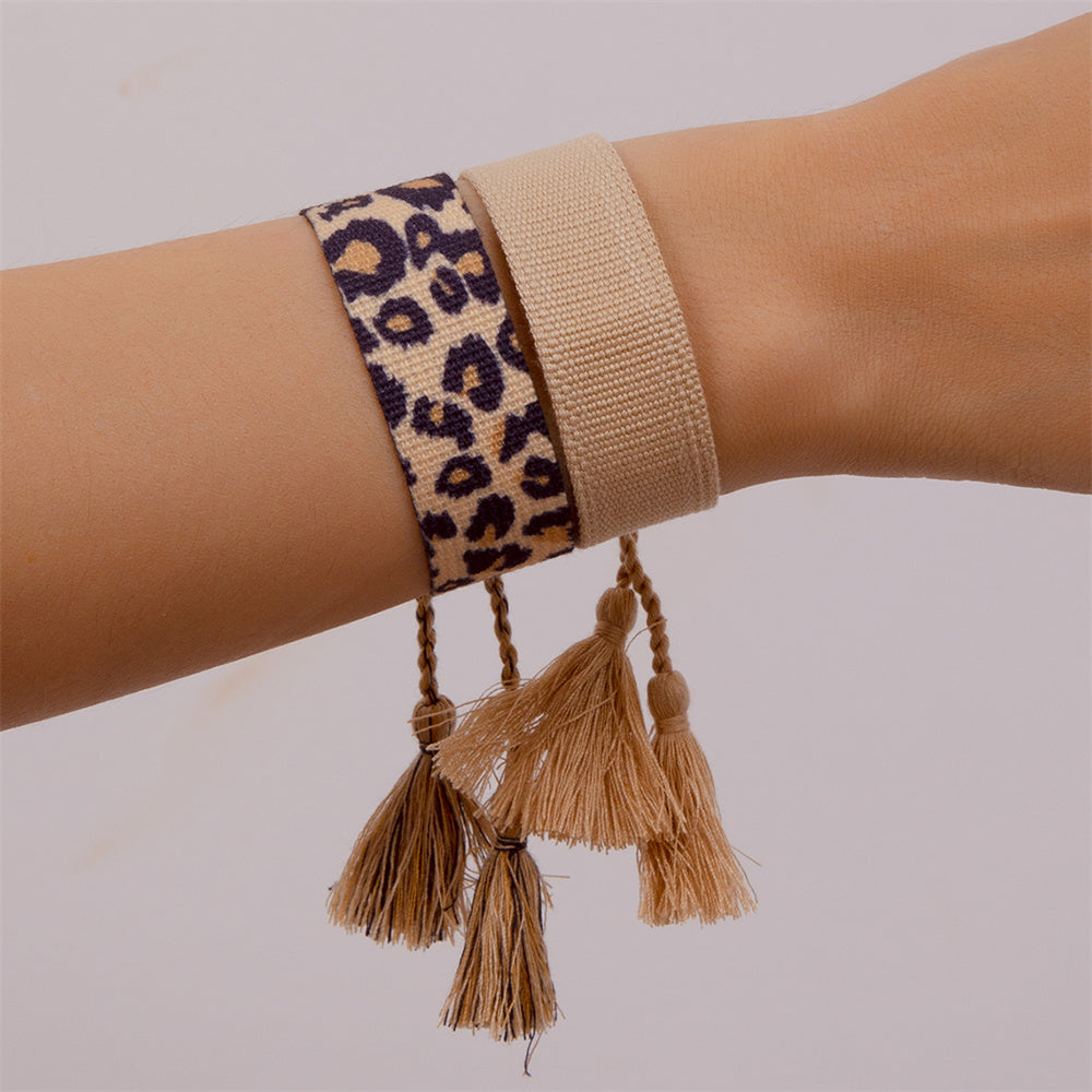 retro stripe fabric tassel braid unisex bracelets By Trendy Jewels