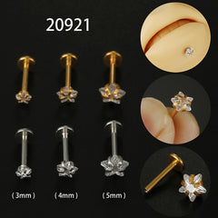fashion star stainless steel plating zircon lip stud By Trendy Jewels