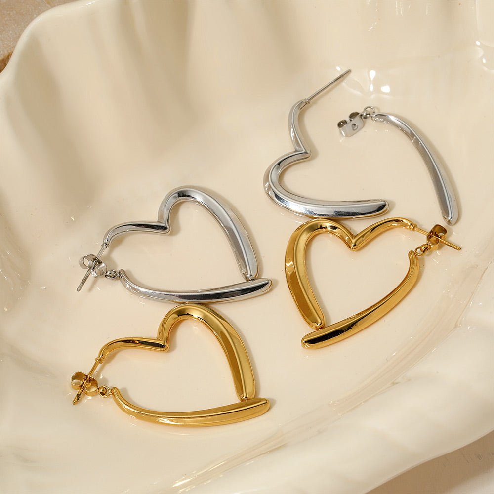 1 Pair Vintage Style Heart Shape Plating 304 Stainless Steel 16K Gold Plated White Gold Plated Gold Plated Drop Earrings By Trendy Jewels