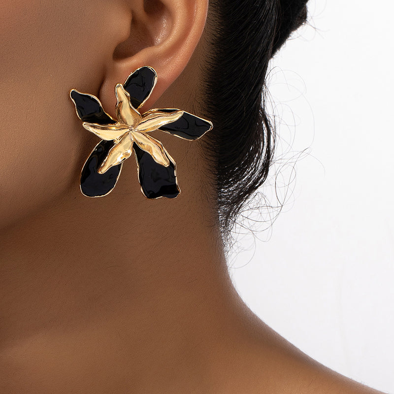 1 pair simple style classic style flower plating metal gold plated ear studs By Trendy Jewels