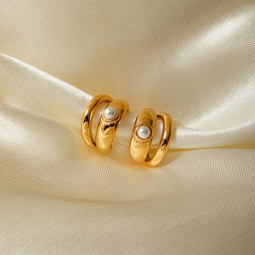 1 Pair Simple Style Classic Style Solid Color Plating Stainless Steel Gold Plated Ear Studs By Trendy Jewels