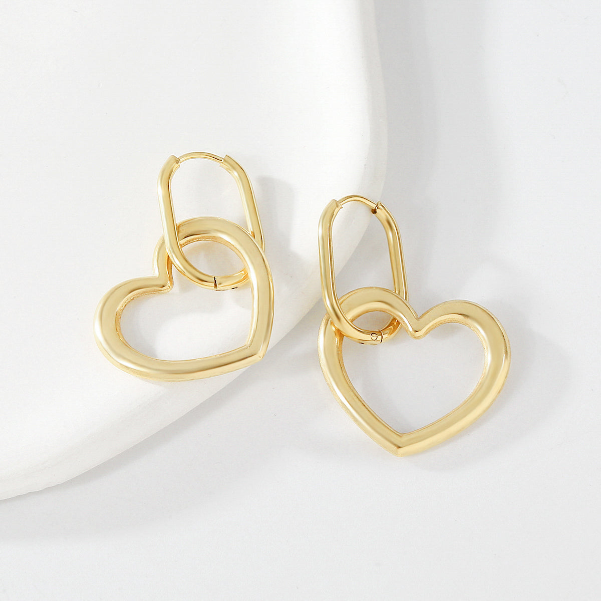 1 Pair Simple Style Artistic Heart Shape Stainless Steel Drop Earrings By Trendy Jewels