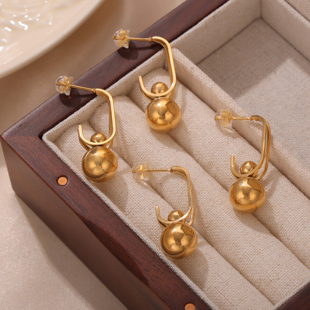 1 Pair Casual Simple Style Commute Solid Color Titanium Steel 18K Gold Plated Drop Earrings By Trendy Jewels