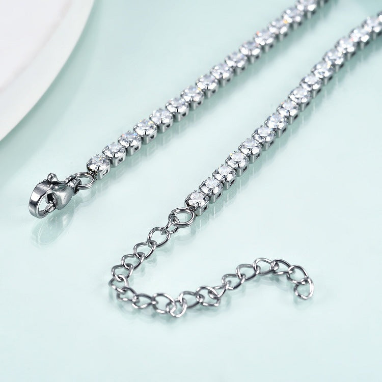 simple style round titanium steel inlay zircon bracelets 1 piece By Trendy Jewels