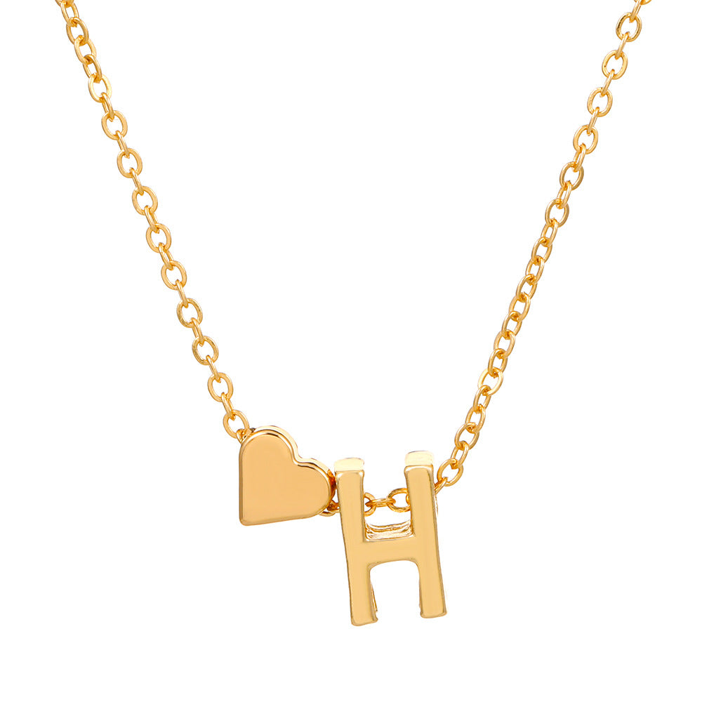 fashion love 26 english alphabet simple alloy necklace nhdp148728 By Trendy Jewels