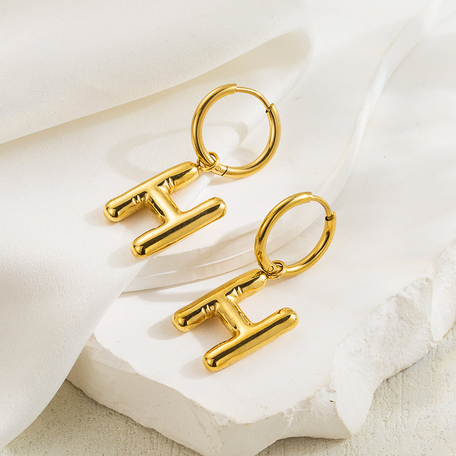 1 pair simple style letter plating stainless steel 18k gold plated ear clip By Trendy Jewels