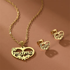 Stainless Steel Elegant Letter Heart Shape Flower Plating Jewelry Set By Trendy Jewels