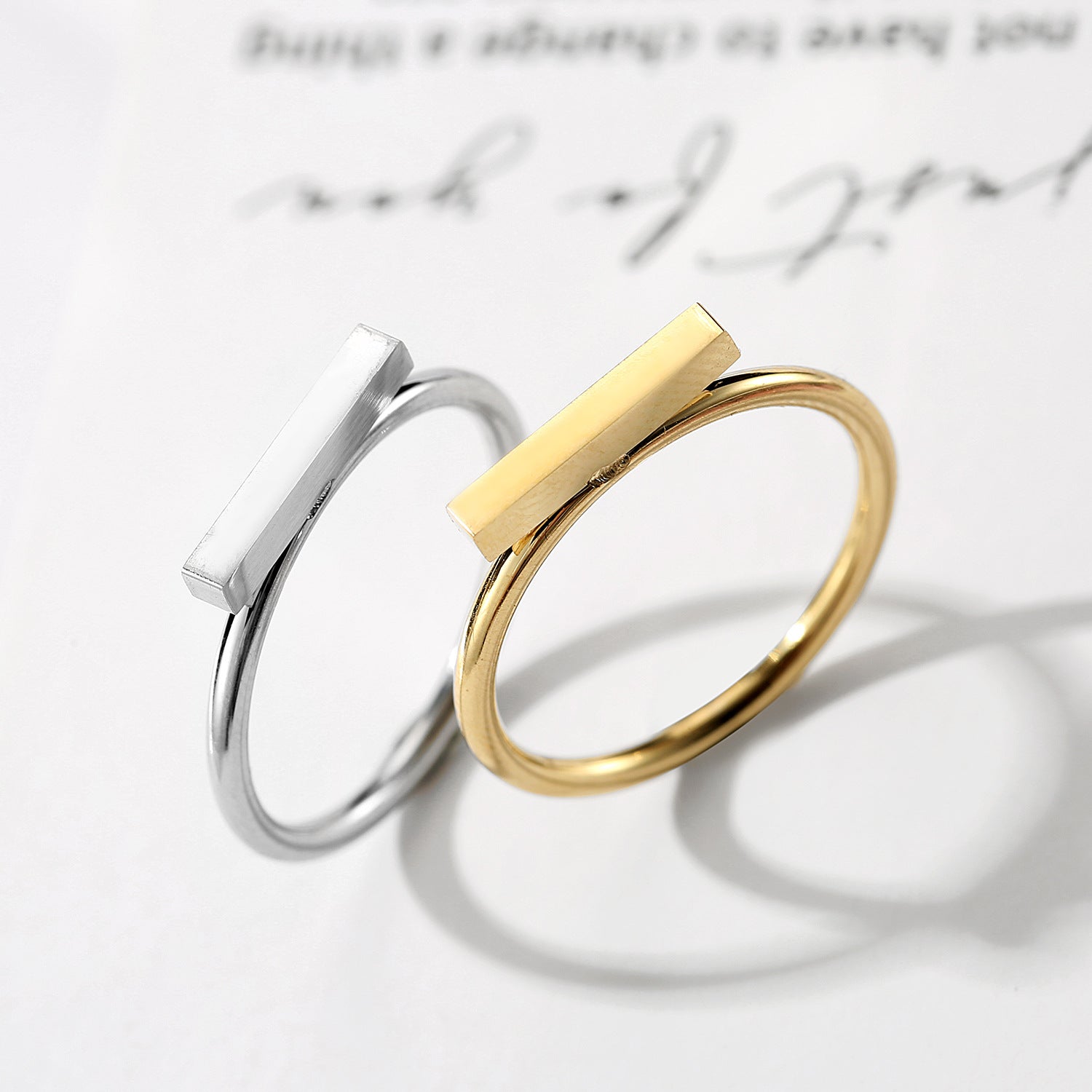 304 Stainless Steel Gold Plated Simple Style Plating Geometric None Rings By Trendy Jewels