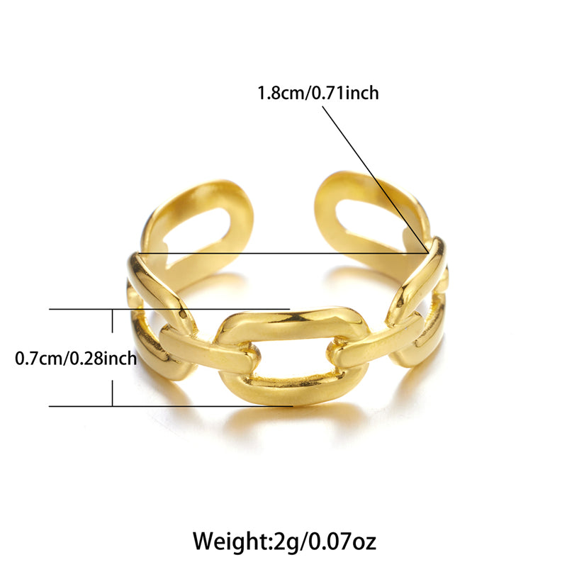 casual simple style classic style geometric stainless steel plating 18k gold plated open rings By Trendy Jewels