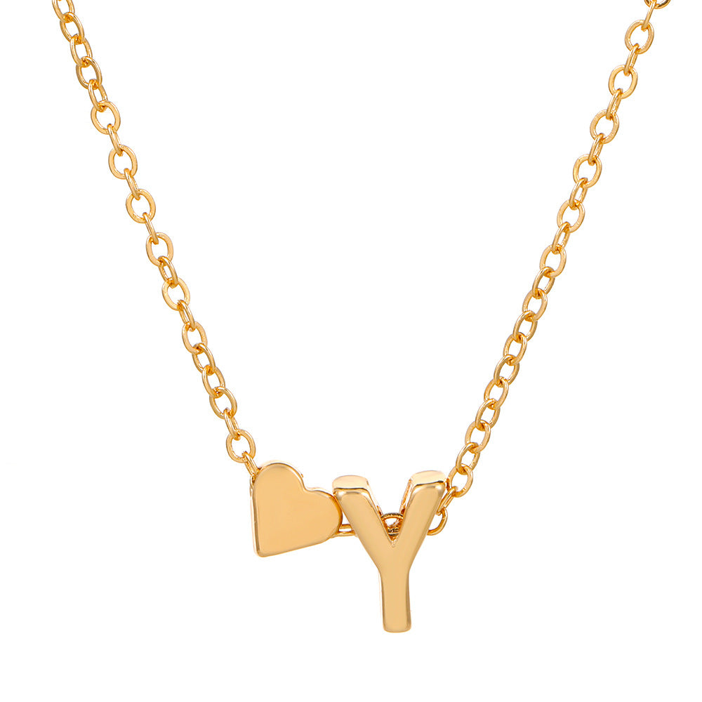 fashion love 26 english alphabet simple alloy necklace nhdp148728 By Trendy Jewels