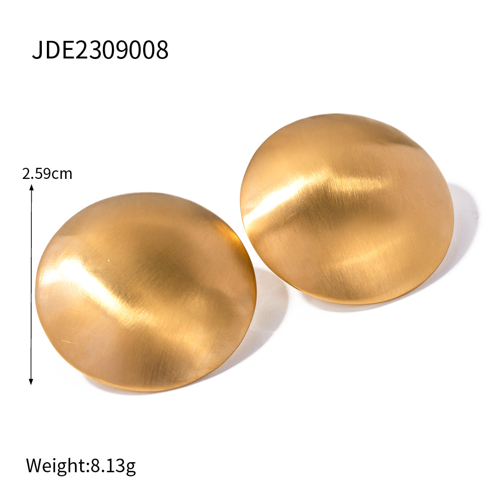 1 Pair IG Style Simple Style Round Stainless Steel 18K Gold Plated Ear Studs By Trendy Jewels