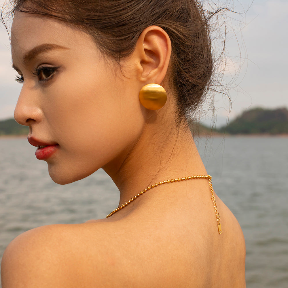 1 Pair IG Style Simple Style Round Stainless Steel 18K Gold Plated Ear Studs By Trendy Jewels