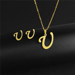 simple style letter stainless steel polishing no inlaid By Trendy Jewels