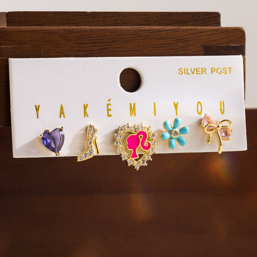 cute cartoon mermaid copper 14k gold plated zircon drop earrings in bulk By Trendy Jewels