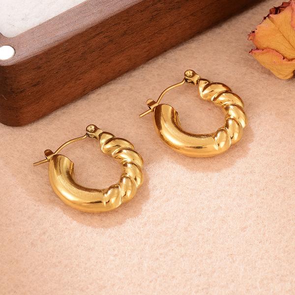 1 Pair Casual Vintage Style Twist Stainless Steel Earrings By Trendy Jewels