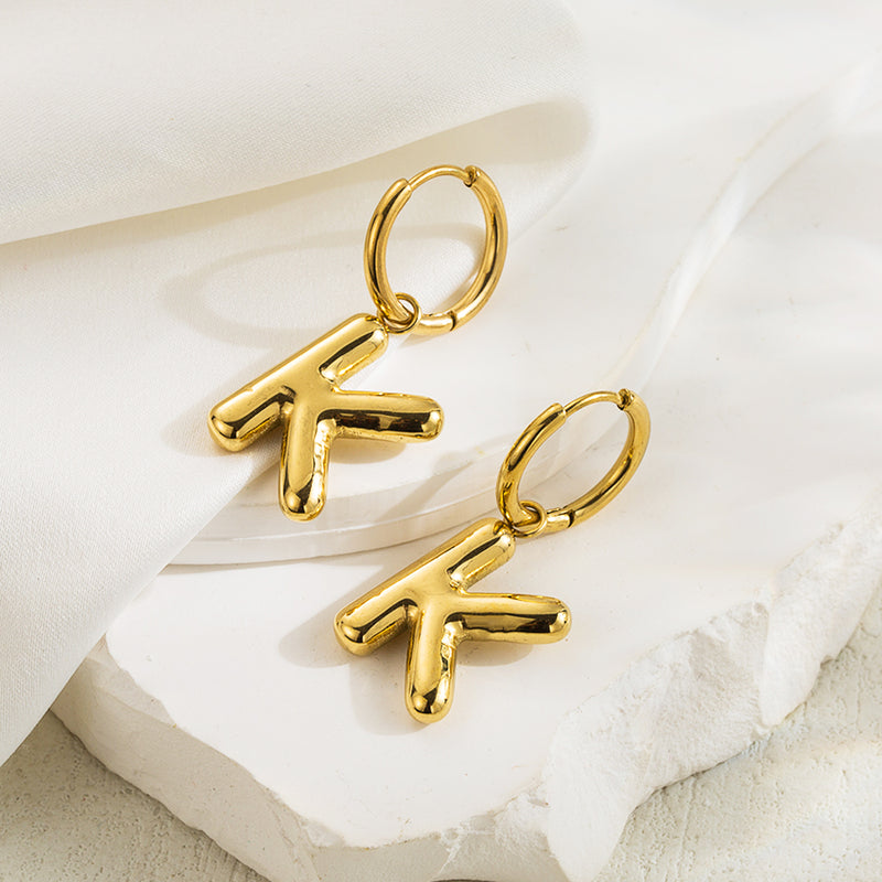 1 pair simple style letter plating stainless steel 18k gold plated ear clip By Trendy Jewels