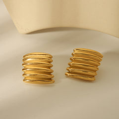 1 Pair Simple Style Commute Geometric 304 Stainless Steel 18K Gold Plated Ear Studs By Trendy Jewels