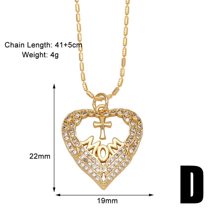 Copper 18K Gold Plated Simple Style Classic Style Plating Inlay Letter Zircon Pendant Necklace By Trendy Jewels