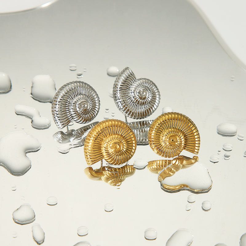 1 Pair Casual Vintage Style Spiral 304 Stainless Steel 18K Gold Plated Ear Studs By Trendy Jewels