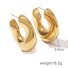 1 Pair IG Style Simple Style C Shape Plating Stainless Steel 18K Gold Plated Ear Studs By Trendy Jewels