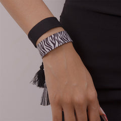 retro stripe fabric tassel braid unisex bracelets By Trendy Jewels