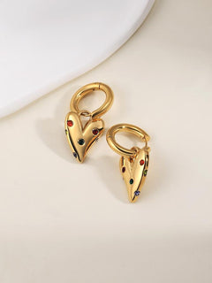 1 Pair Elegant Lady Heart Shape Inlay Stainless Steel Pearl Zircon 18K Gold Plated Drop Earrings By Trendy Jewels