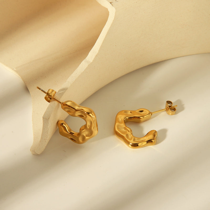 1 Pair Basic Commute Solid Color Plating 304 Stainless Steel 18K Gold Plated Ear Studs By Trendy Jewels