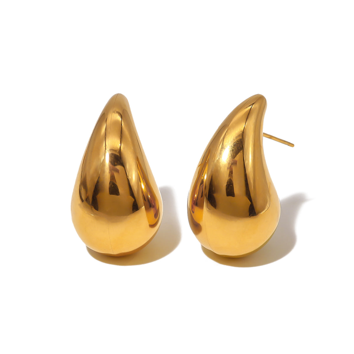 1 Pair Retro Water Droplets Plating Titanium Steel 18K Gold Plated Ear Studs By Trendy Jewels
