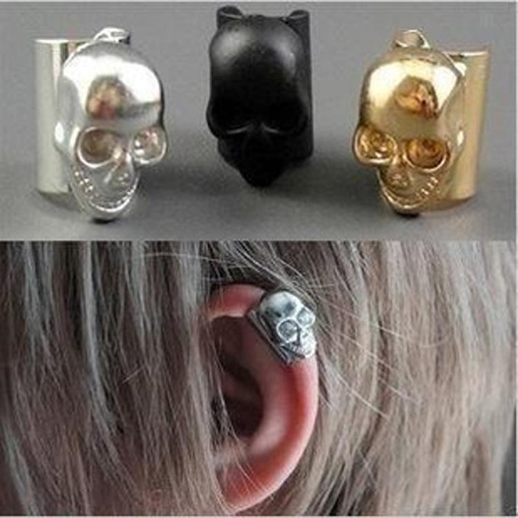 fashion women hollow skull ear cuff clip earrings alloy alloy nhdp136157 By Trendy Jewels