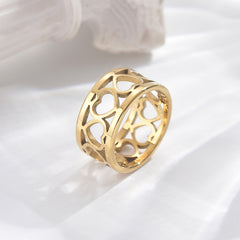 Stainless Steel 14K Gold Plated Sweet Classic Style Plating Heart Shape Rings By Trendy Jewels