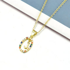 simple style letter stainless steel plating inlay zircon pendant necklace By Trendy Jewels