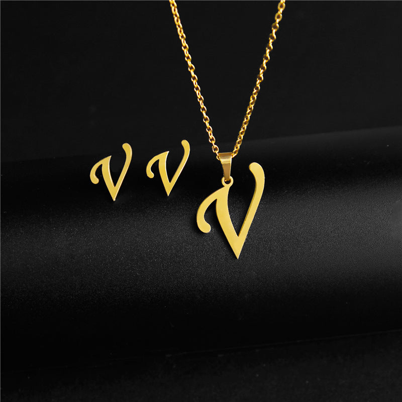 simple style letter stainless steel polishing no inlaid By Trendy Jewels