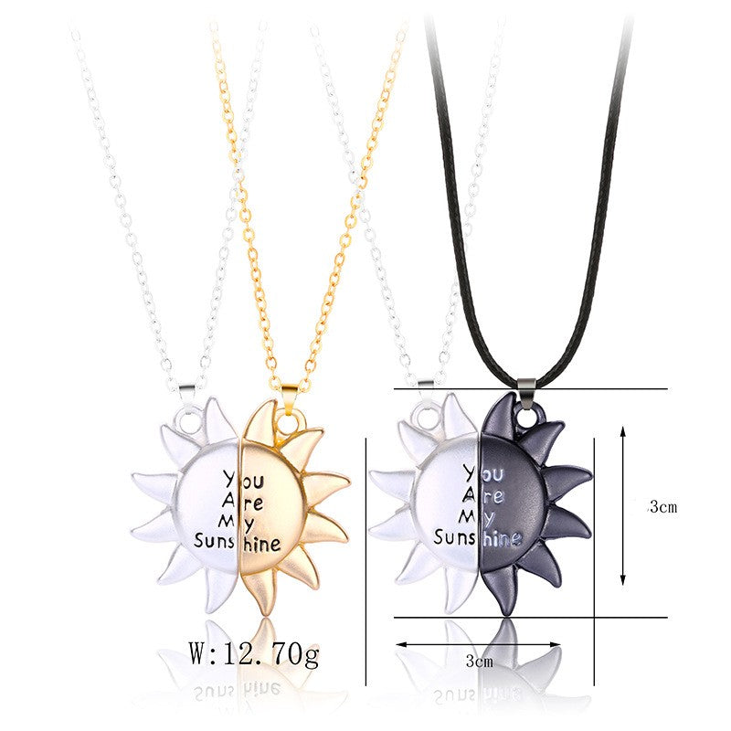 casual simple style sun alloy plating valentine's day couple pendant necklace By Trendy Jewels